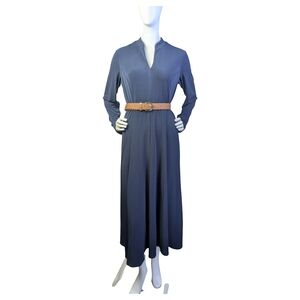 Coldwater Creek Stretch Maxi Dress | Long Sleeve Navy Minimalist | Size Medium